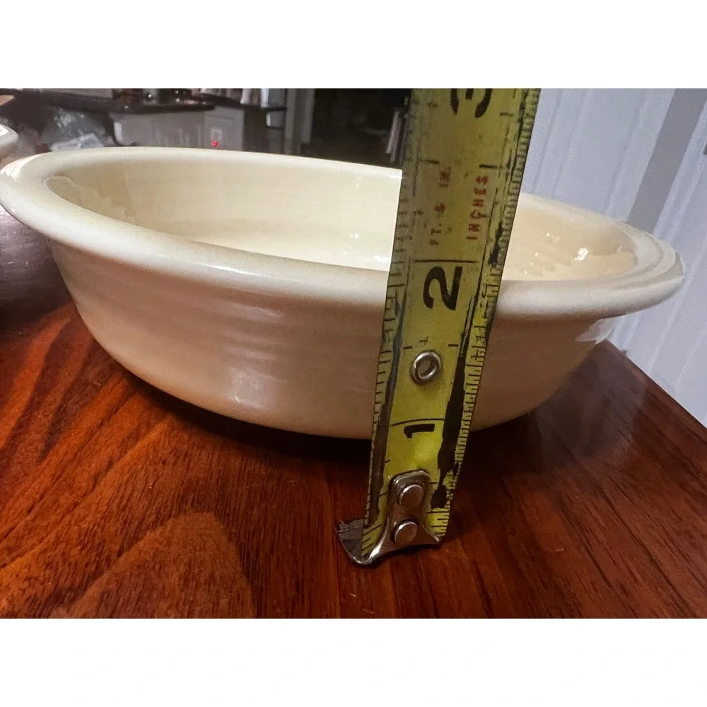 Vintage Fiesta‎ Ware Set 2 Yellow/Ivory Soup Cereal Bowls 6.75 inch Embossed USA